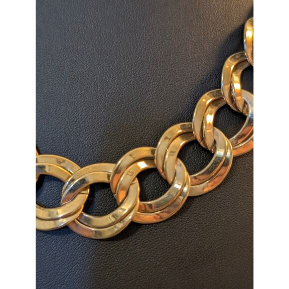 Vintage Polished Double Graduated Curb Link Necklace W/ Hook Clasp Necklace - Picture 3 of 6